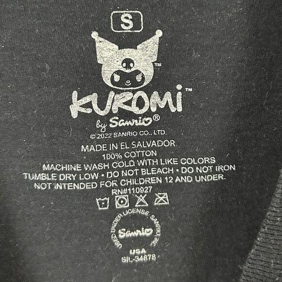 Kuromi Sanrio Women Short Sleeve Graphic T-shirt Top Black Kawaii Size Small - Picture 2 of 3